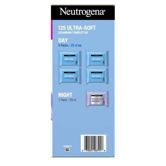 Neutrogena Makeup Remover & Night Calming Cleansing Towelettes, 25 ct., 5 pk. - Picture 9 of 9